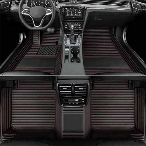 TAHALI Car Floor Mats (Black Red Stripe, 3D) - Luxury Leather, Custom Fit for 99.9% Sedan SUV Sports, All-Weather, Waterproof, Non-Slip, Environmentally Friendly - color: Black Red stripe