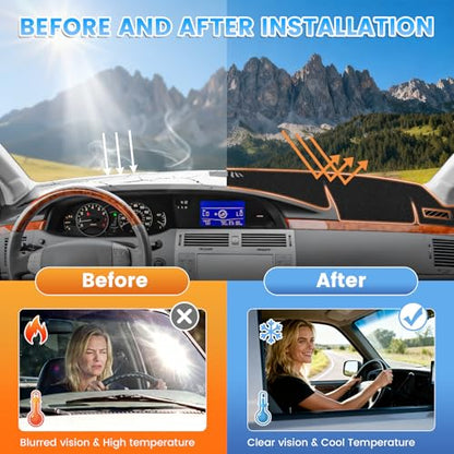 KUST Black Dash Cover Compatible with Toyota Avalon 2005-2010 Dashboard Cover Accessories for Avalon Non-Slip Polyester Dashboard Mat Custom Fit Center Console Sunshield Protector No Glare - size: Avalon 05-10(Black)