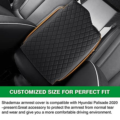 Shademax Custom Fit for Center Console Cover Hyundai Palisade 2020 2021 2022 2023 2024 2025 2026 Armrest Cover Center Console Pad PU Leather Armrest Seat Box Cover Protector with Pockets Storage Bag - size: For Hyundai Palisade 2020-2026