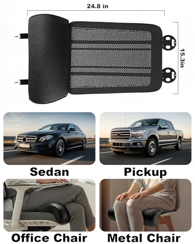 Car Seat Leg Extender Cushion, Memory Foam Under-Thigh Support Car Seat Cover– Breathable PU Leather, Non-Slip Secure Fit for Driver Seat and Office Chair, Ideal for Long Drives & Road Trips