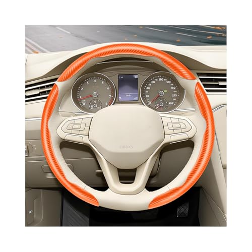 3PCS Carbon Fiber Car Steering Wheel Cover, Anti-Skid Segmented Butterfly Automotive Wheel Protector, Vehicle Interior Steering Wrap Grip Cover Accessories, Universal Fit (Orange) - color: Orange