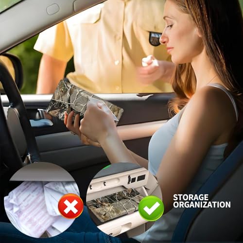 Leather Car Registration and Insurance Card Holder, Cute Car Accessories Vehicle Glove Box Car Organizer for Documents, Cards, License Woodland Camouflage Pattern - color: Woodland Camouflage Pattern