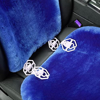 OGLAND Fluffy Fur Sheepskin Car Seat Covers for Universal Soft Cozy Fuzzy Auto Wool Seat Cushions Accessories, for 1 Front Seat (3 Pack Front, Blue) - color: Blue