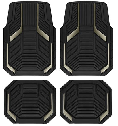 PIC AUTO Heavy Duty Rubber Floor Mats, Gray Aluminum Film Car Mats Set, Front and Rear Car Mats with Anti-Slip Backing, All Weather Protection, Trim-to-Fit for Automotive SUV, Sedan, Van - color: Gray