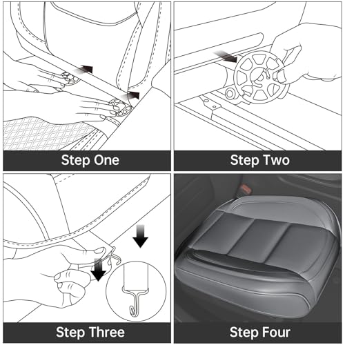 2Pcs Car Seat Cover Front PU Leather Seat Covers Universal Bottom Seat Covers for Most Vehicles,Sedan,Truck,SUV,21.26 inches in Length and 21.26 inches in Width (Gray-Front Bottom 2 Piece) - color: Gray-Front Bottom 2 Piece