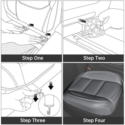 2Pcs Car Seat Cover Front PU Leather Seat Covers Universal Bottom Seat Covers for Most Vehicles,Sedan,Truck,SUV,21.26 inches in Length and 21.26 inches in Width (Gray-Front Bottom 2 Piece) - color: Gray-Front Bottom 2 Piece