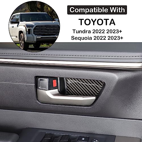 Toyota Tundra/Sequoia 2022-2024 Non-Marking Car Door Bowl Protector - Real Carbon Fiber 3D Sticker, Scratch Protective Film - size: Inner Door Handle Bowl Sticker