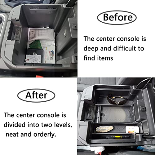 Center Console Organizer Compatible with 2020-2023 Silverado/Sierra 2500/3500HD/ 2019-2022 Chevy Silverado 1500 / GMC Sierra 1500 Accessories - Full-Coverage Insert Tray, ABS material Black - color: black