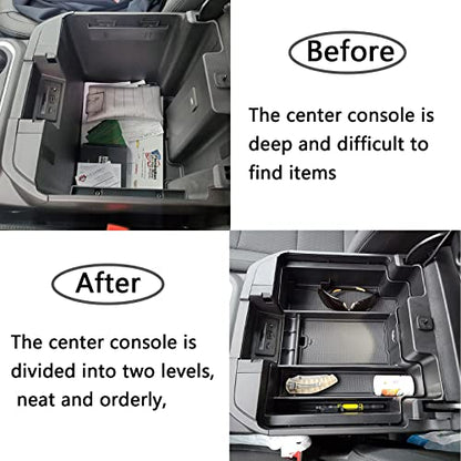 Center Console Organizer Compatible with 2020-2023 Silverado/Sierra 2500/3500HD/ 2019-2022 Chevy Silverado 1500 / GMC Sierra 1500 Accessories - Full-Coverage Insert Tray, ABS material Black - color: black