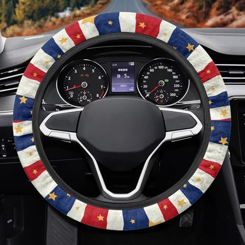 AFPANQZ Car Steering Wheel Covers 14-15" inch Universal Fit Most Car Sedans SUVs, American Stripe Star Print Breathable Steering Wheel Protector - color: American Stripe Star