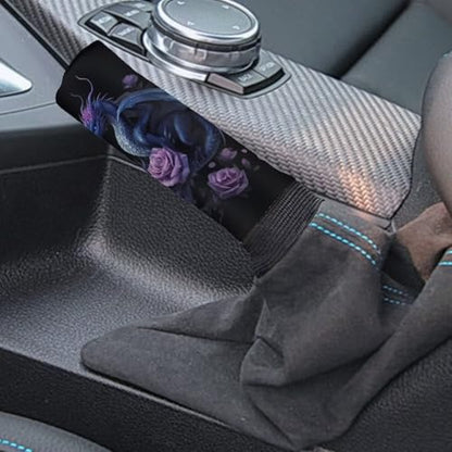 Dragon Rose Pattern 2 Pcs Car Handbrake Cover Set with Gear Shift Cover, Washable Auto Handbrake Grip Cover Stretchy Car Accessories Universal Fit for SUV Sedan Van - color: Dragon Rose
