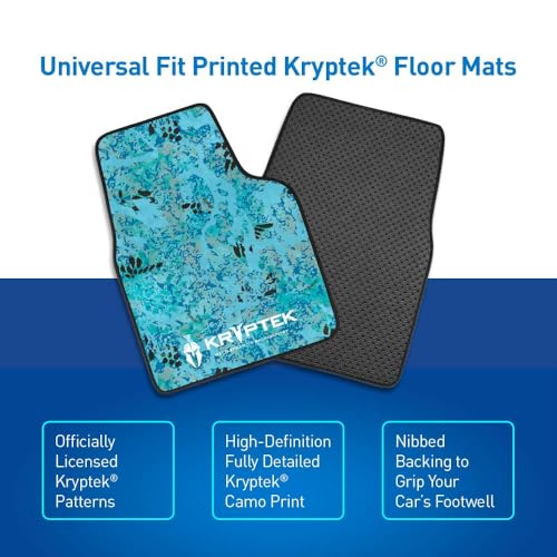 Coverking Universal Car Floor Mats Set of 2 (Front Driver and Passenger) Kryptek Glacier Camo - All-Weather Protection for Mud, Dirt, Rain, Spills, Non-Slip Backing, Fits Cars Trucks SUVs Jeeps - style: Kryptek Glacier
