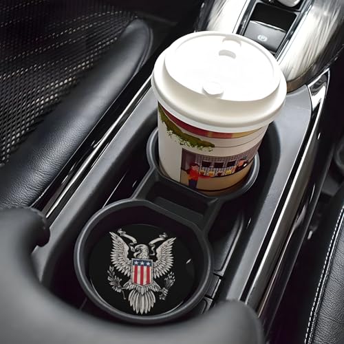 Absorbent Ceramic Car Coasters for Cup Holders, Bald Eagle Design 2.56" Anti Slip Universal Drink Cup Coasters for Women Men (2 Pack) - color: Bald Eagle