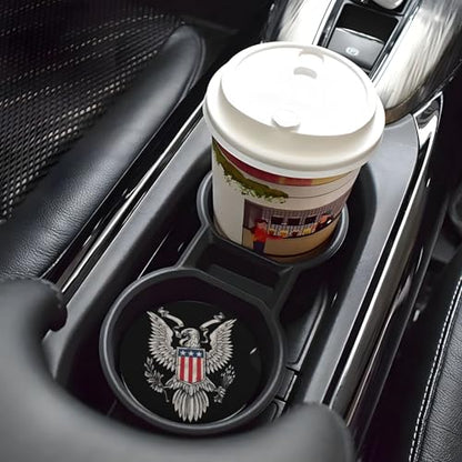 Absorbent Ceramic Car Coasters for Cup Holders, Bald Eagle Design 2.56" Anti Slip Universal Drink Cup Coasters for Women Men (2 Pack) - color: Bald Eagle