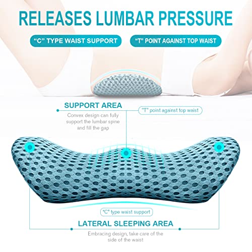 Lumbar Support Pillow for Office Chair, Memory Foam Lumbar Pillow for Lower Back Pain Relief (Blue) - color: Blue