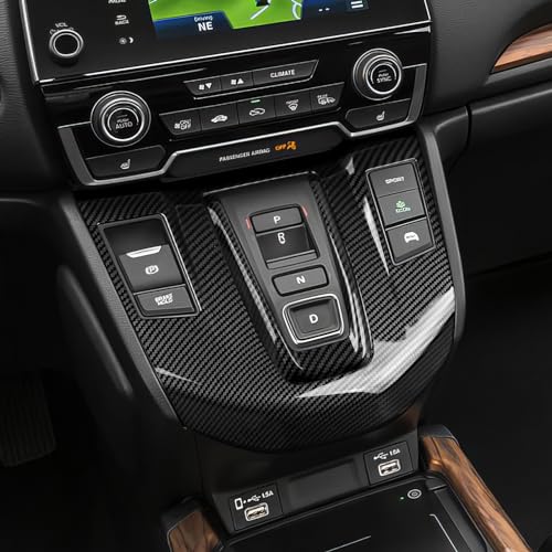 Hybrid Center Gear Shift Panel Decals for Honda CRV 2017 2018 2019 2020 2021 2022 Accessories CR-V ABS Carbon Fiber Interior Stickers, Black - color: Hybrid Center Gear Shift, Black