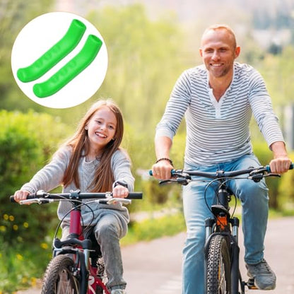 HARFINGTON 1 Pair Bike Brake Lever Cover Silicone Brake Lever Grip Protector Anti-Slip Brake Handle Protection Covers Sleeve for Mountain Road Bike Cycling, Green - color: Green