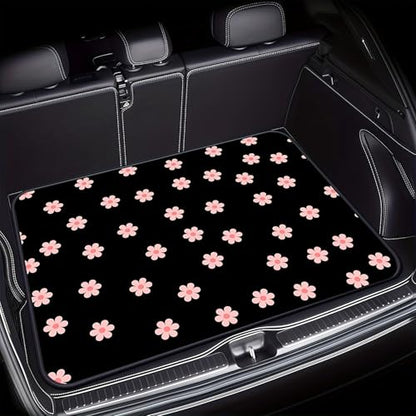 Universal Car Trunk Mat 29" x 39", Little Pink Flowers Print All Weather Durable Cargo Mat Protector for SUV, Truck, Van | Stylish Cargo Liner Cover Leopard Print Car Accessories - color: Little Pink Flowers