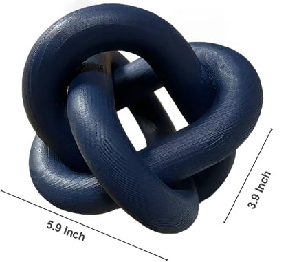 Wood Knot Link Chain Decor Hand-Carved Coffee Table and Shelf Decorative Object for Farmhouse, Rustic, Boho, Modern Living and Bedroom Spaces (Blue)