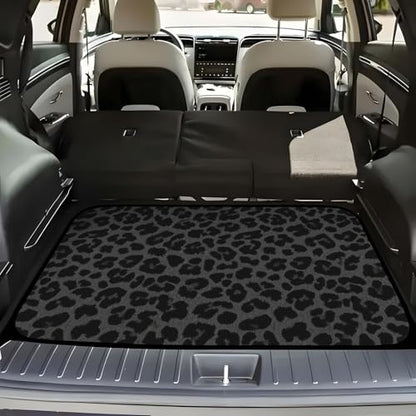 Universal Car Trunk Mat 29" x 39", Black Fashion Leopard All Weather Trunk Protection Cargo Liner, Durable Cargo Mat Rear Trunk Liner, Stylish Vehicle Interior Accessories Suitable for Most Car Models
