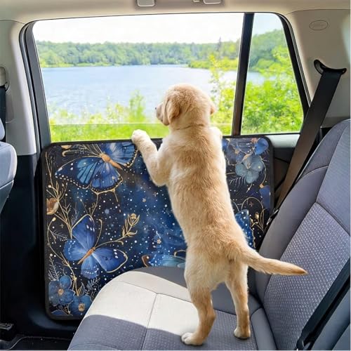 Blue Butterfly Car Door Protector from Dog Scratching Removable Car Protector for Dogs Pet Car Door Cover Waterproof Vehicle Interior Guard, Universal Fit for SUV Truck - color: Blue Butterfly
