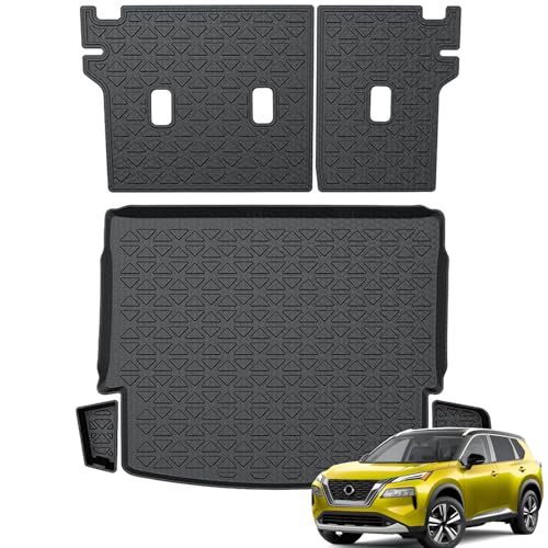 KUST Trunk Cargo Mat for Nissan Rogue 2021-2025 2026, TPE Rubber Cargo Liner with Backrest Mat for Rogue Accessories Rear Trunk Liner High Edge - style: Rogue 2021-2026 │ Trunk + Backrest Mat