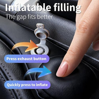 Inflatable Car Seat Gap Filler Strip - 2Pcs Leather Foldable Seat Gap Plug Blocker,Stop Dropping Items,Soft Interior Accessories for All Cars (Black) - color: Black