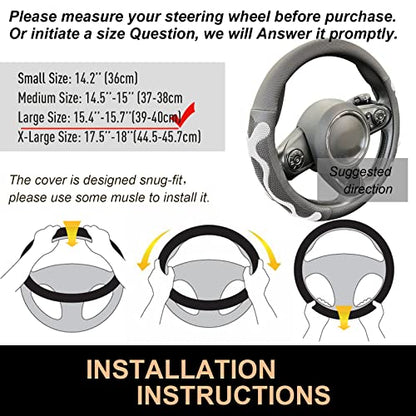 PINCTROT Large Size Comfy Grip Steering Wheel Cover, Anti-Slip Design, 15.5-15.75 Inch(Silicone White) - color: 5.White, size: Large Size[15 1/2''-15 3/4'']