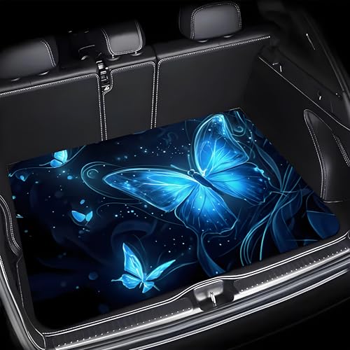 Universal Car Trunk Mat, All Weather Trunk Protection Cargo Liner, Stylish Vehicle Interior Accessories, Durable Cargo Mat Rear Trunk Line Suitable for Most Car (Blue Butterfly Print, 29" x 39") - color: Blue Butterfly Print