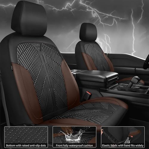 CAR PASS Waterproof Black Brown Car Seat Covers Front Seat Covers Neoprene Wetsuit,All-Weather Non-Slip Durable,Universal Fit for SUV Sedans Trucks Automotive,Airbag Compatible,3D Emboss Black Brown - color: Black and Brown, size: Two Front