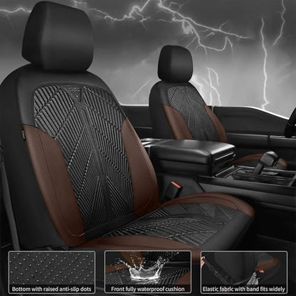 CAR PASS Waterproof Black Brown Car Seat Covers Front Seat Covers Neoprene Wetsuit,All-Weather Non-Slip Durable,Universal Fit for SUV Sedans Trucks Automotive,Airbag Compatible,3D Emboss Black Brown - color: Black and Brown, size: Two Front