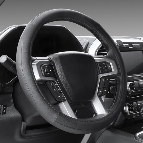 SEG Direct Car Steering Wheel Cover Universal Standard Size 14.5-15 inch, Black Microfiber Leather - color: Black, size: Standard size[14 1/2''-15'']