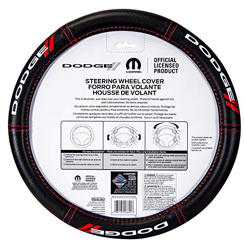 Plasticolor 006694R01 Dodge // Deluxe High Contrast Stitching Steering Wheel Cover
