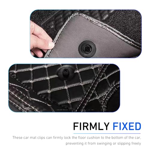 10 PCS Car Floor Mat Retaining Clips, Non-slip Fixing Carpet Buckle with Double-layer Gaskets, Waterproof Self-tapping Fastener, Universal Interior Clamp for Cars Trucks SUVs (Black)