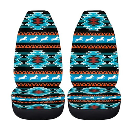 Aztec Southest Stripe Car Seat Covers for Women Men, Turquoise Front Bucket Covers Bottom Seat Cushion Covers, Anti-Slip Seat Protector for SUV Truck Vans Sedans - color: Aztec