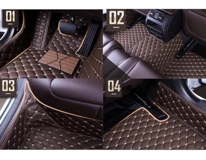 Luxury Leather Car Floor mats Custom Personalized Full Coverage car Floor mat for 99% of Cars. (Beige)