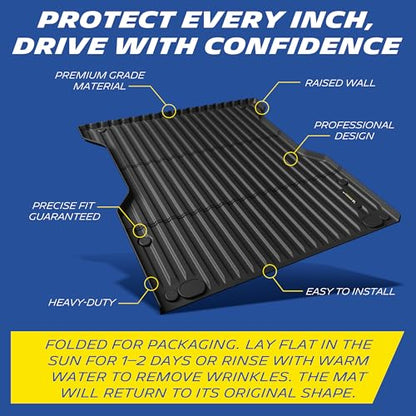 MICHELIN Truck Bed Mat for 2024 2025 2026 Toyota Tacoma - 5 FT / 60.3" Short Bed (Not Fit Drop-in Liners), All-Weather Truck Bed Liner, Custom Fit, Durable TPE Bedliner, Non-Slip - size: 1) Tacoma | 24-26 | 5 FT