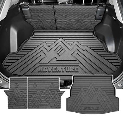 Powerty Cargo Mats with Backrest Mat for Toyota RAV4 2019-2025 Accessories(Include Hybrid&Gasoline), All Weather TPE Cargo Trunk Liners with Seat Back Mat Replacement for RAV4 (Trunk Mat+Backrest Mat) - size: Cargo+Backrest Mat｜For｜19-25｜Toyota Rav4