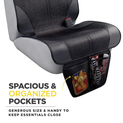 Car Seat Protector for Baby and Child – Non-Slip, Thick Padded Cover with 2 Mesh Pockets – 1 Pack - color: Black - 2 Pocket
