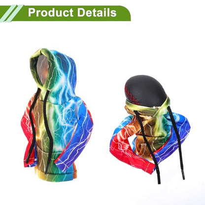 Universal 11x15.5cm/4.33"x6.1" Gear Shift Knob Cover Anti-Slip Stick Shifting Handle Protector Polyester 1 Pc Lightning Hoodie Style Colorful