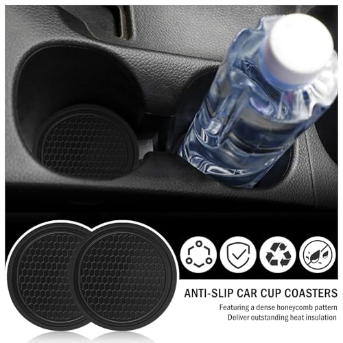 2-in-1 Car Seat Gap Filler Organizer & Car Coasters for Cup Holders Set,New Cars Seat Gap Plug with Storage Slot,Universal in Between Cars Seats Catcher Fit for Trucks SUVs