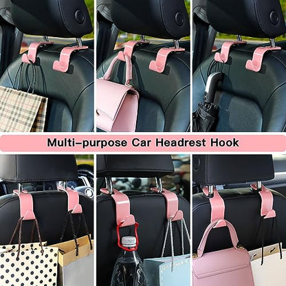 Soleebee 4 Pack Car Seat Hooks - Universal Auto Hooks, Back Seat Hangers, Storage Organizer (Pink) - color: Pink