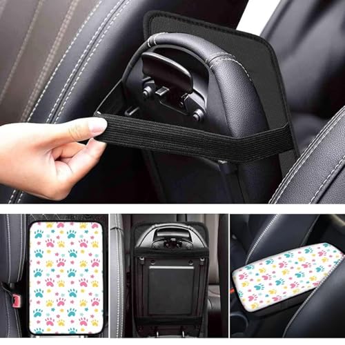 UNICEU Dog Paw Star Print Auto Center Console Armrest Pad Universal Fit Armrest Seat Box Cover Protector Car Armrest Cover for SUV Truck Vehicle - color: Dog Paw Star