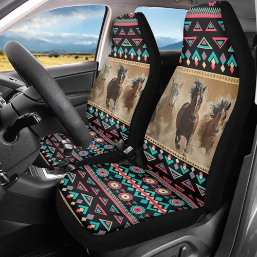 Car Front Seat Cover Aztec Tribe Horse Design Highly Elastic Car Interior Accessories Soft Automotive Seat Cover for Men Universal for SUV Sedans Van Decor Skin-Friendly Soft - color: Aztec Tribe Horse Design