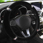 LABBYWAY Plush Steering Wheel Cover with Bling Bling Crystal Rhinestone, Universal 15 Inch Elastic Fluffy Steering Wheel Accessories for Women Girls, Black - color: Black