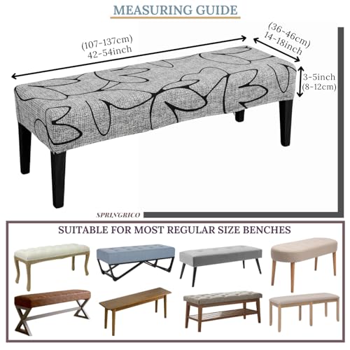 SPRINGRICO Stretch Dining Bench Cover, Removable Bench Slipcover Washable Bench Seat Protector Rectangle Bench Cover for Dining Room, Living Room, Bedroom, Kitchen (Lotus Gray) - color: Lotus Gray
