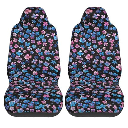 Car Seat Covers Full Set of 2 Blue and Pink Cherry Blossom Auto Seat Protector Polyester Fabric Front Seat Rear Bucket Seat Cover Universal fit for SUV Truck Van Sedans, Cute Floral - color: Pink Cherry Blossom