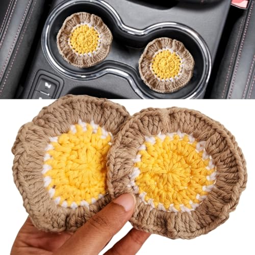 Cotton Crotchet Ruffled Flower Coaster Set (Lemon Sorbet) - color: Lemon Sorbet