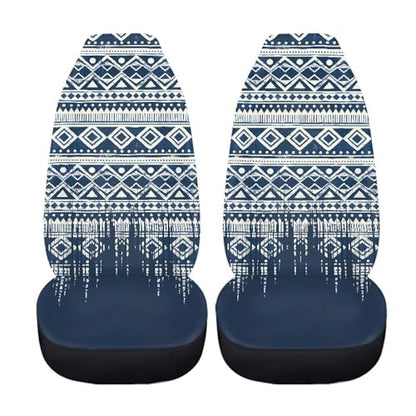 Dreaweet Aztec Seat Covers for Cars Front Seats Only Universal 2 Piece Southwestern Tribal Car Accessories Washable Elastic Bucket Seat Covers for SUV Sedan Easy to Install - color: Aztec Tribal Blue
