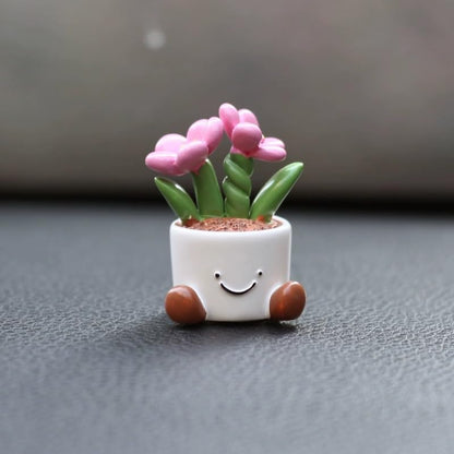 Cute car Accessories for Women,Mini Flower Pot Elf Car Ornament, Adorable mini Plant Car Interior Dashboard Accessories (A) - style: A